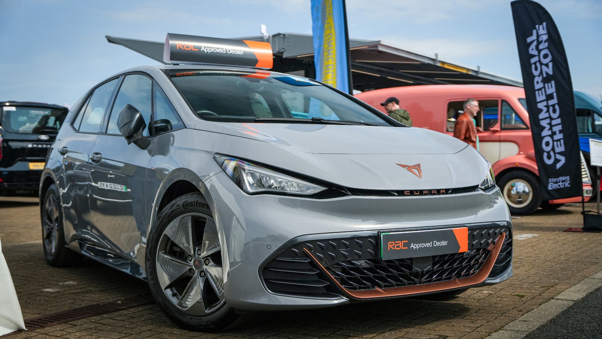 Cupra Born displayed as an RAC Approved Dealer vehicle at an automotive event